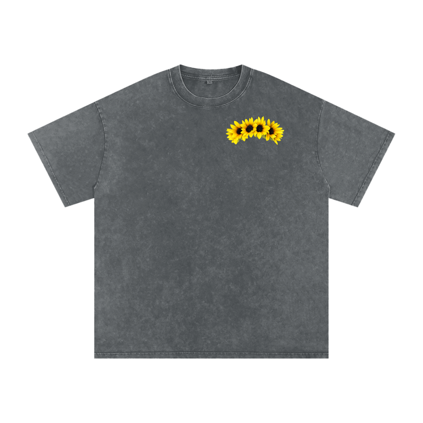 Sunflower Graphic Snow Washed Oversized Cotton T-Shirt