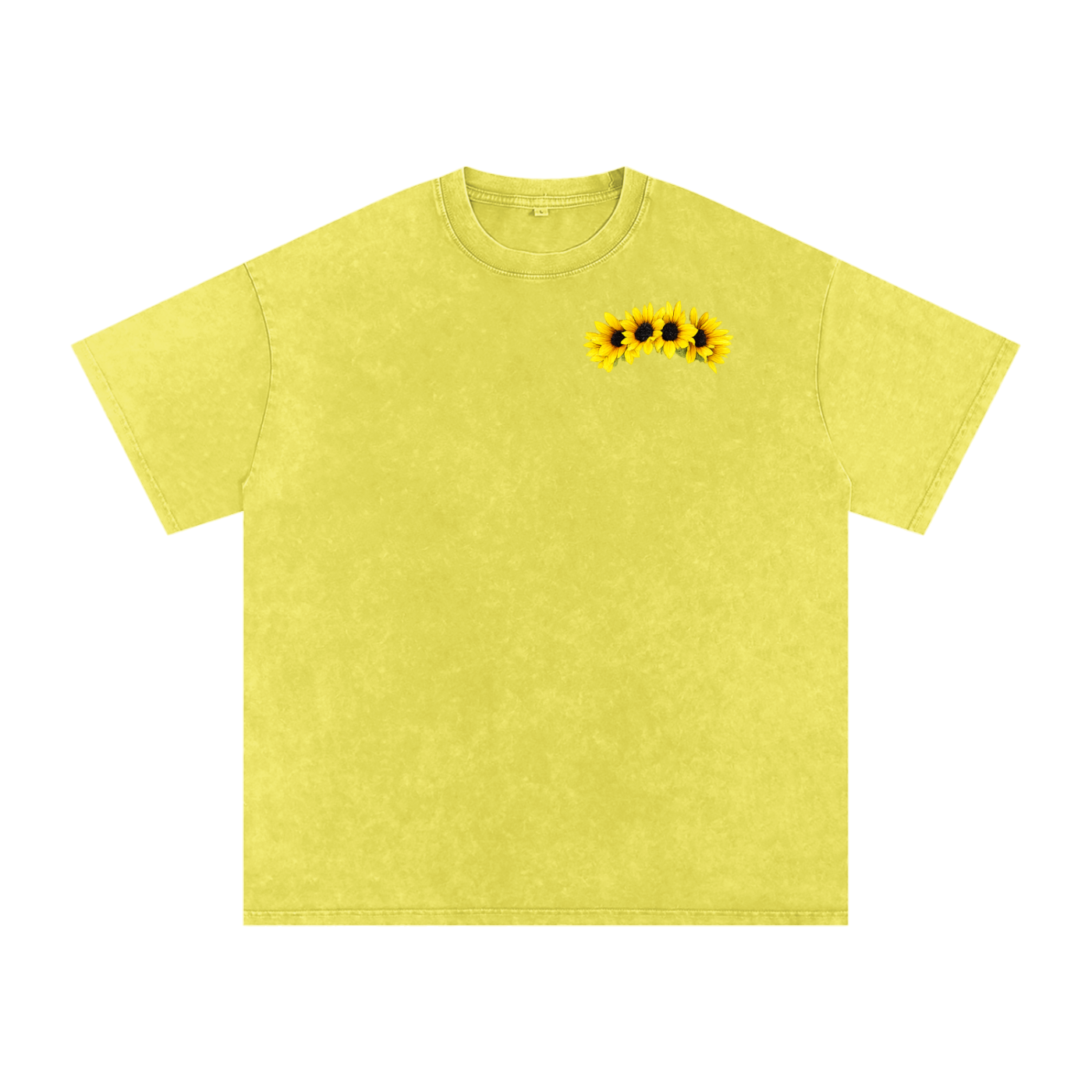 Sunflower Graphic Snow Washed Oversized Cotton T-Shirt