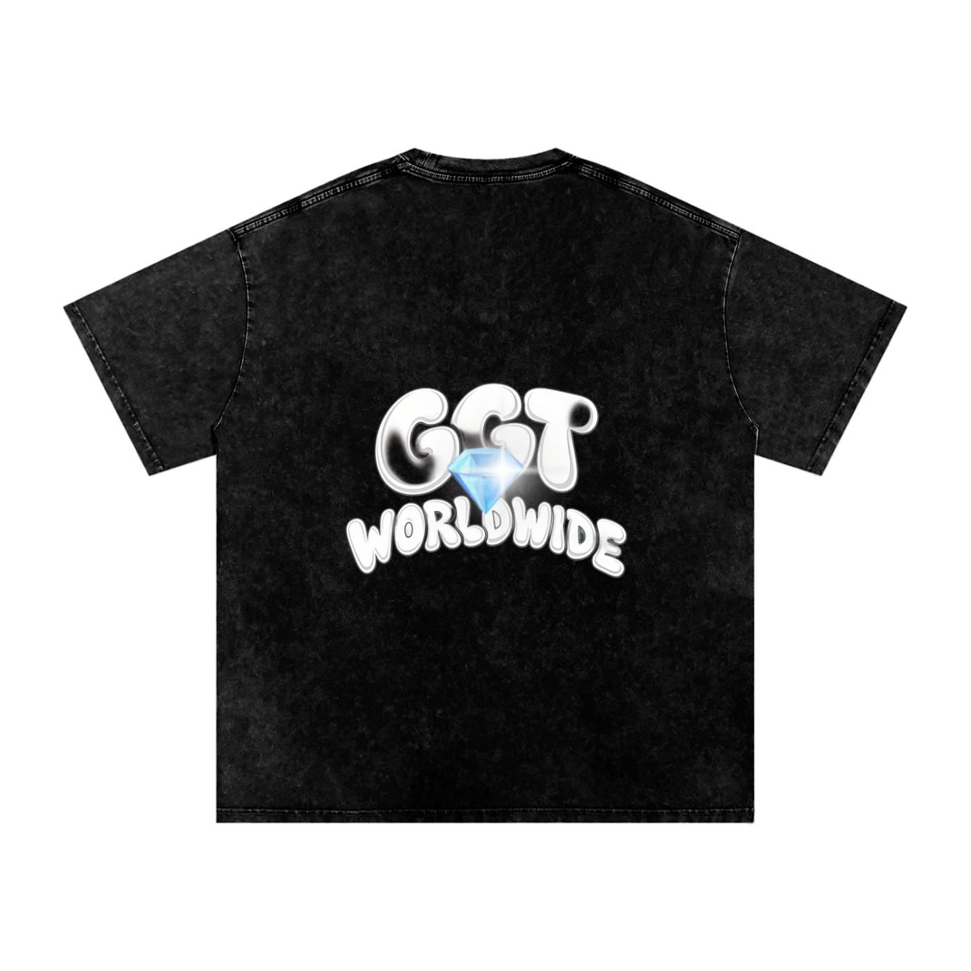 GGT Diamond Branded Snow Washed Oversized Cotton T-Shirt