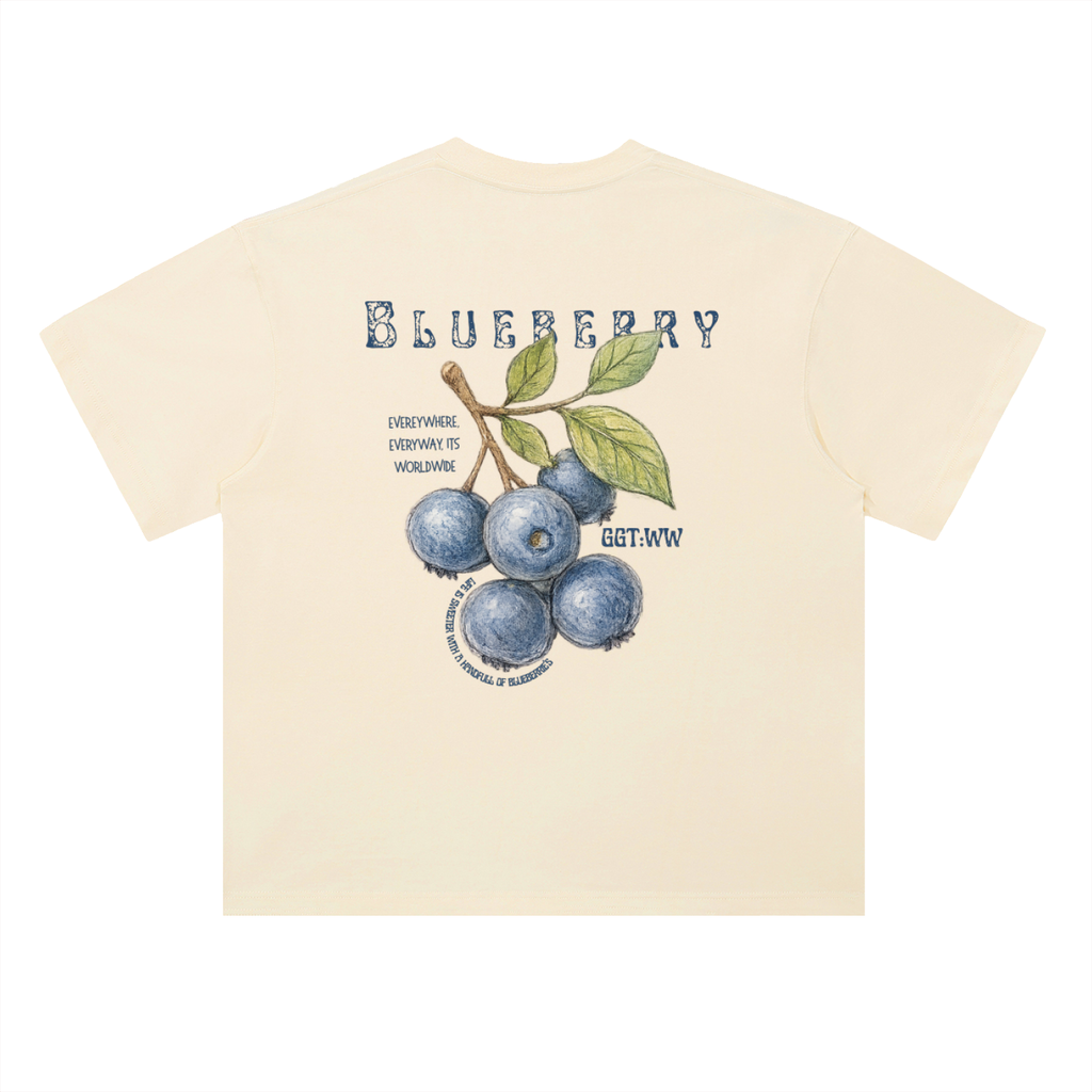 Blueberry Heavyweight Drop Shoulder Cotton T-Shirt