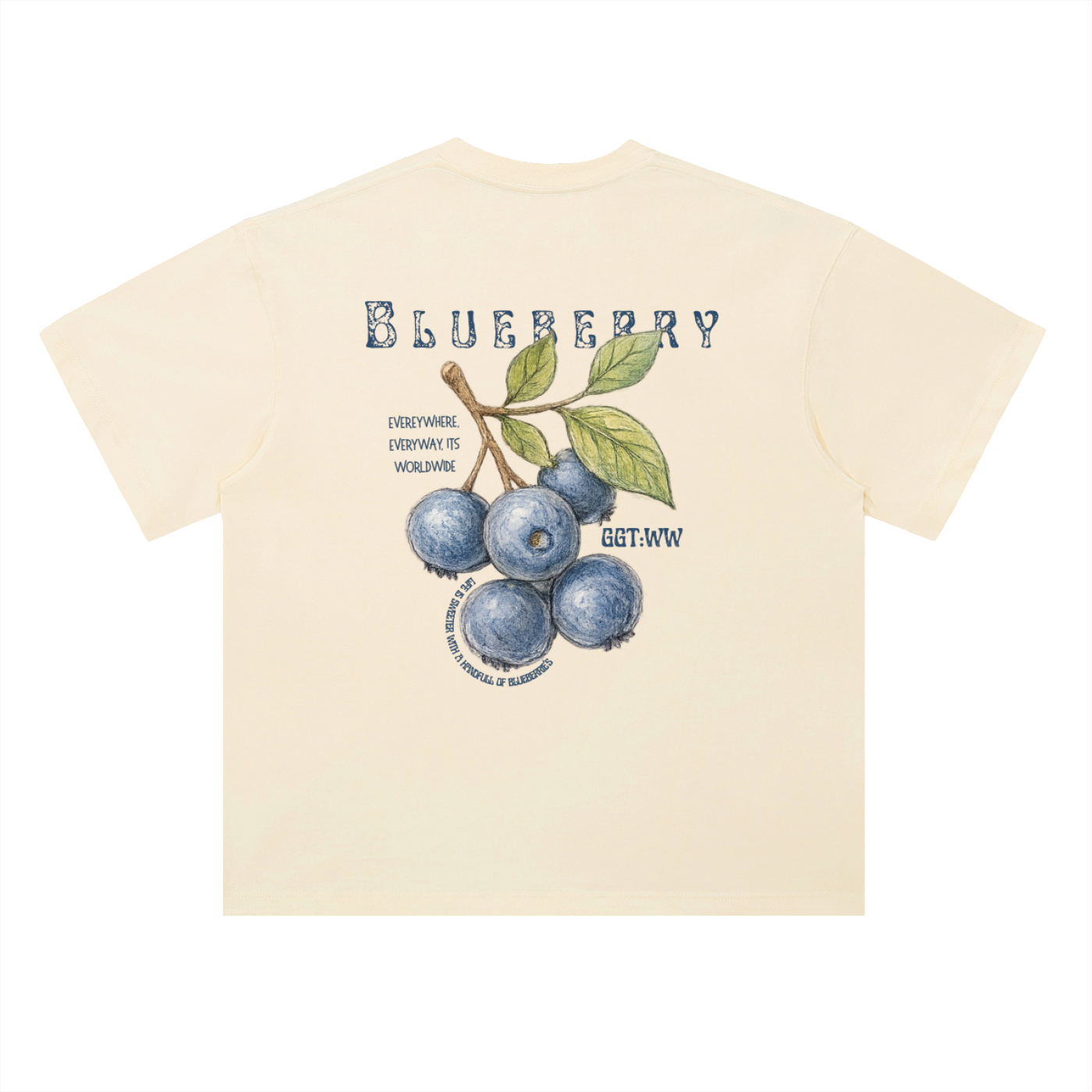 Blueberry Heavyweight Drop Shoulder Cotton T-Shirt