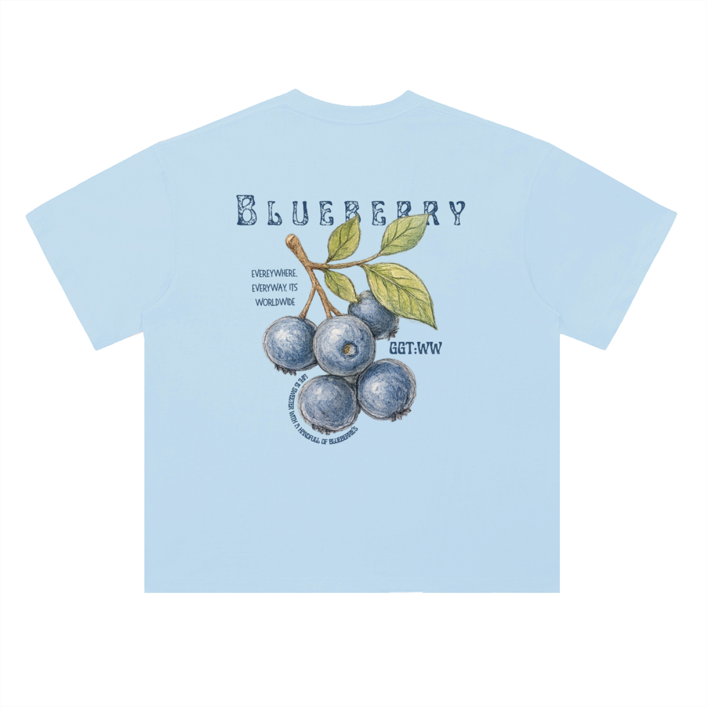 Blueberry Heavyweight Drop Shoulder Cotton T-Shirt