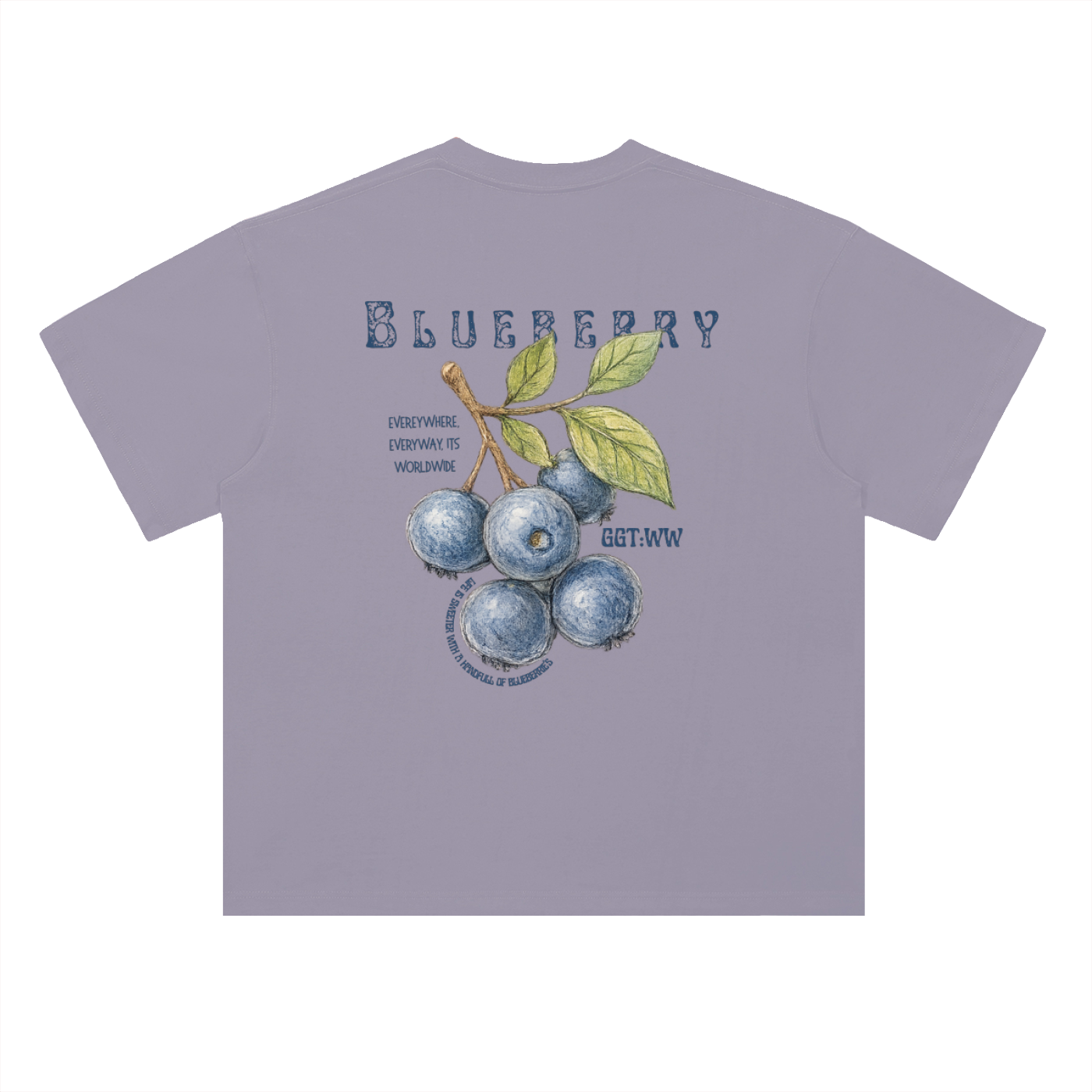 Blueberry Heavyweight Drop Shoulder Cotton T-Shirt