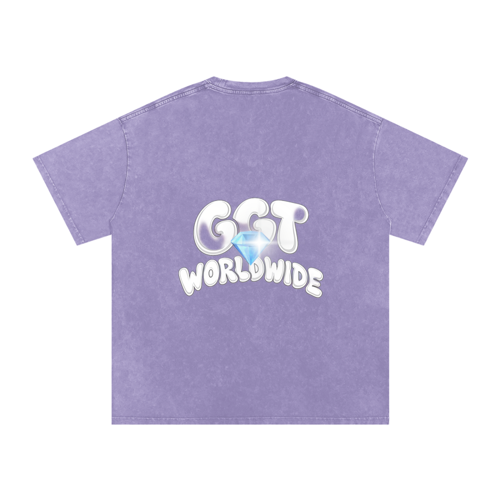 GGT Diamond Branded Snow Washed Oversized Cotton T-Shirt