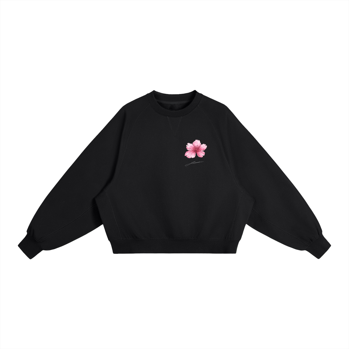 Hand Drawn Blossom Essential Heavyweight Dolman Sleeve Boxy Sweatshirt
