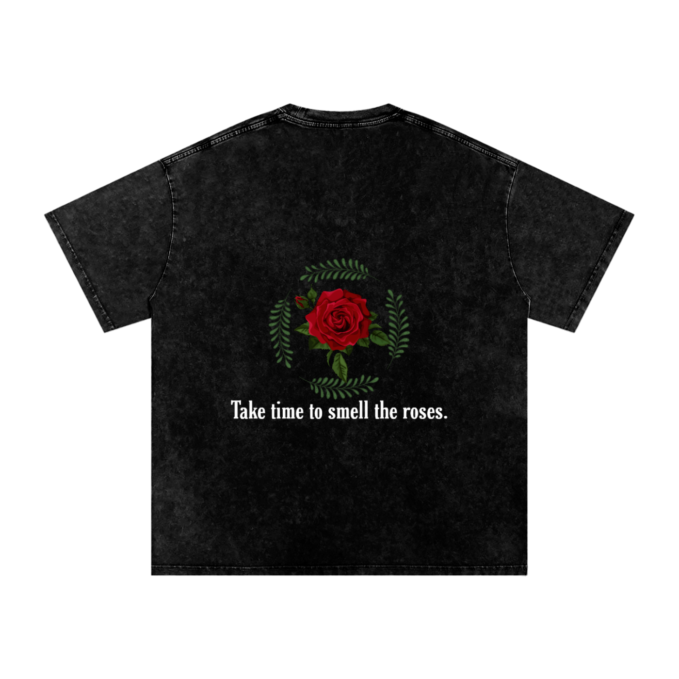 Rose Graphic Snow Washed Oversized Cotton T-Shirt