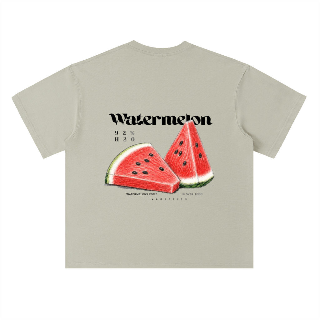 Watermelon Hand Drawn Heavyweight Drop Shoulder Cotton T-Shirt