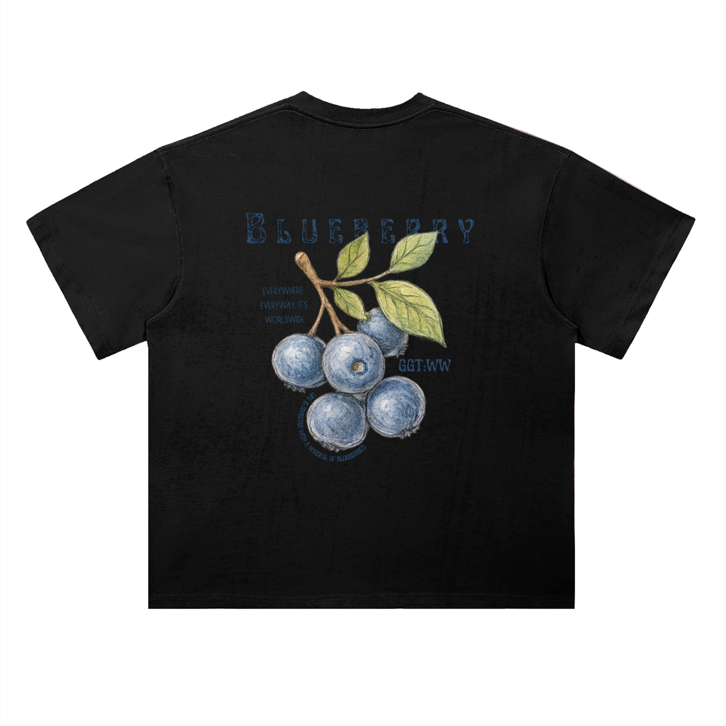 Blueberry Heavyweight Drop Shoulder Cotton T-Shirt