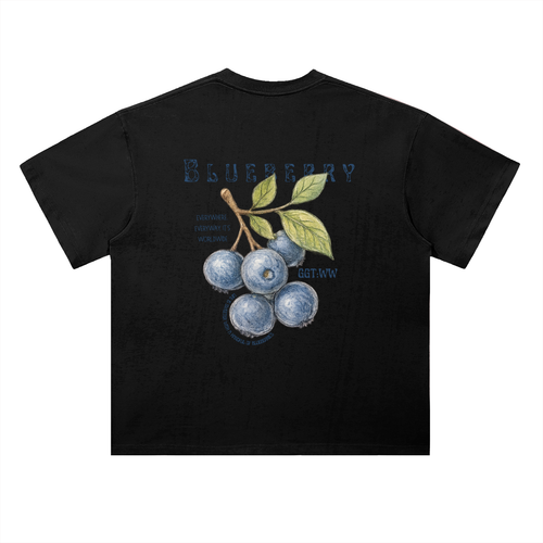 Blueberry Heavyweight Drop Shoulder Cotton T-Shirt