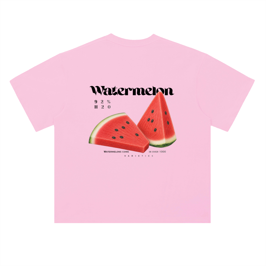 Watermelon Hand Drawn Heavyweight Drop Shoulder Cotton T-Shirt