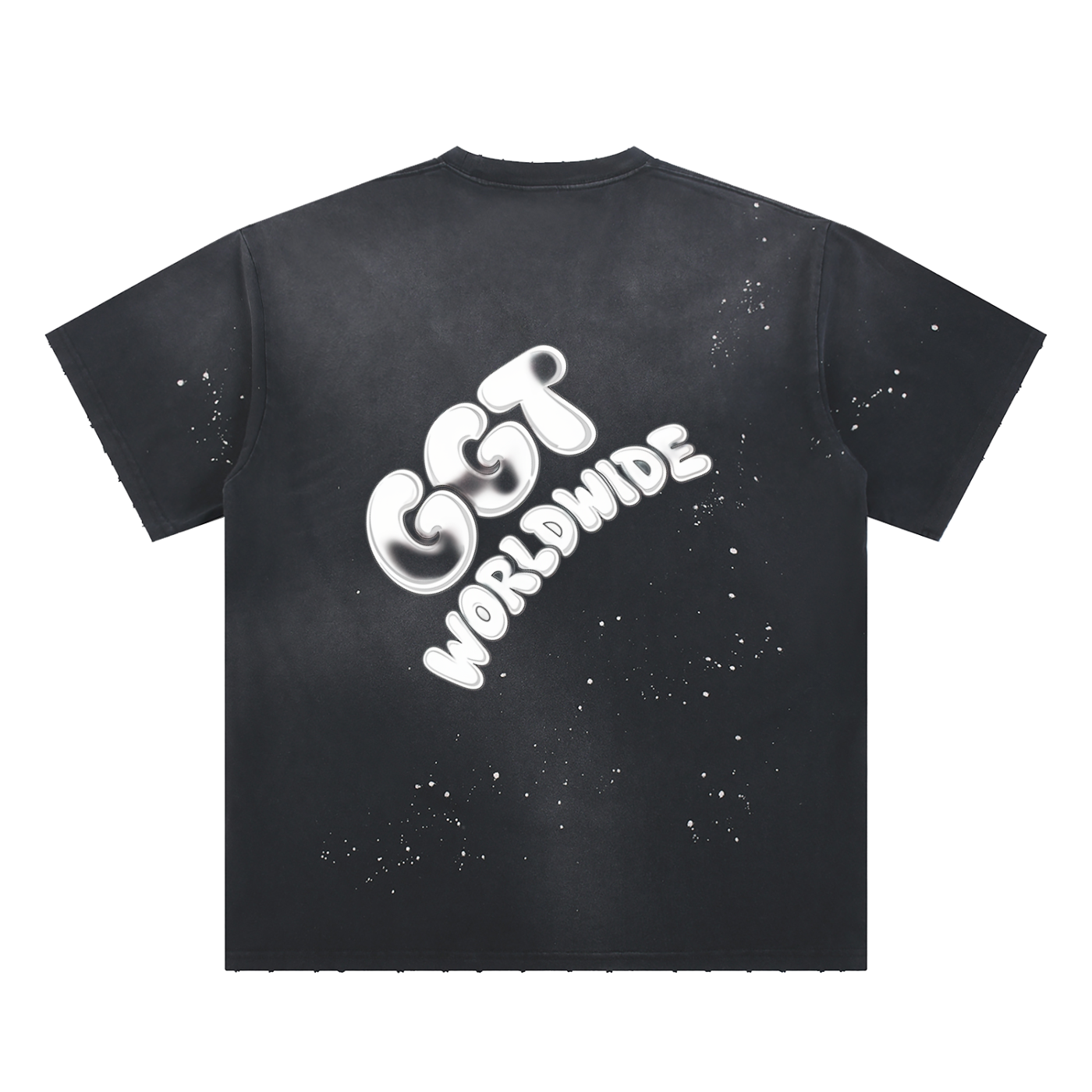 GGT Branded Hand-Frayed Sunfade Paint Splatter T-Shirt