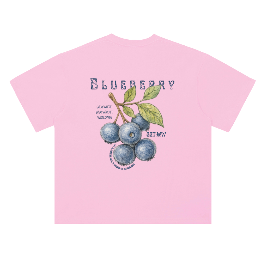 Blueberry Heavyweight Drop Shoulder Cotton T-Shirt