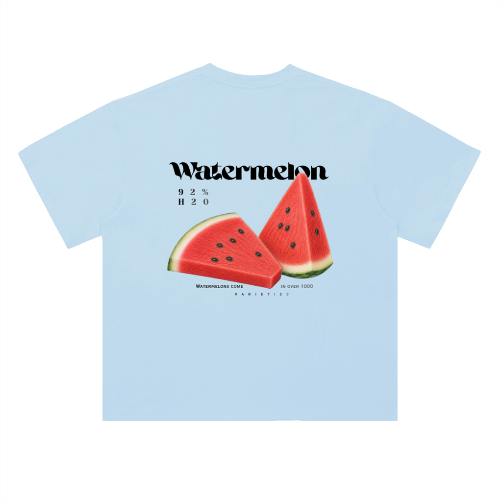 Watermelon Hand Drawn Heavyweight Drop Shoulder Cotton T-Shirt