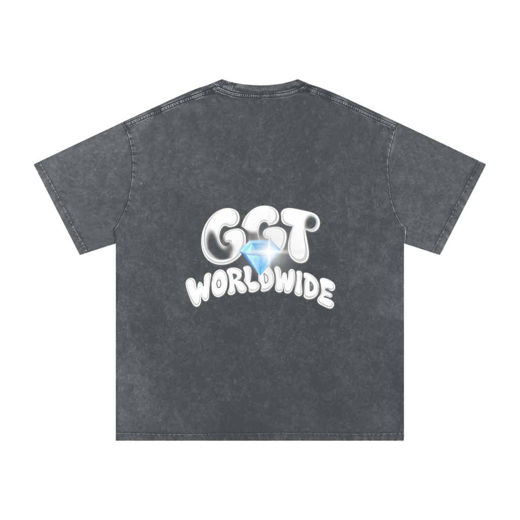 GGT Diamond Branded Snow Washed Oversized Cotton T-Shirt