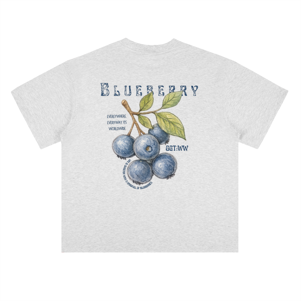 Blueberry Heavyweight Drop Shoulder Cotton T-Shirt