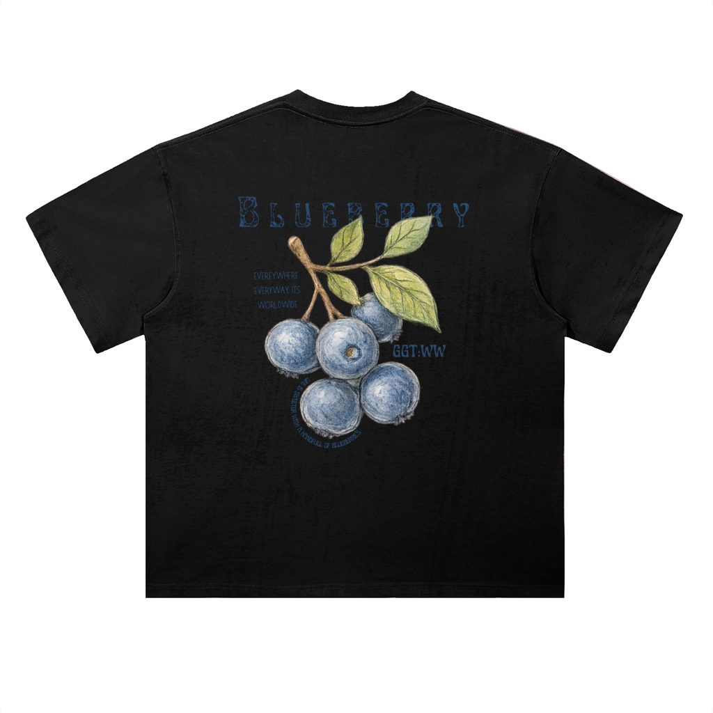 Blueberry Heavyweight Drop Shoulder Cotton T-Shirt