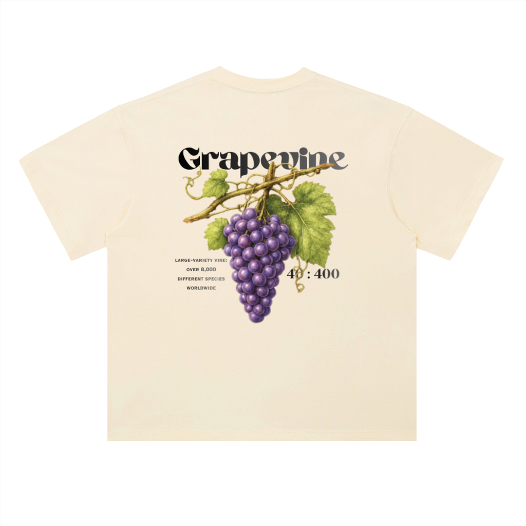 Grapevine Hand Drawn Heavyweight Drop Shoulder Cotton T-Shirt