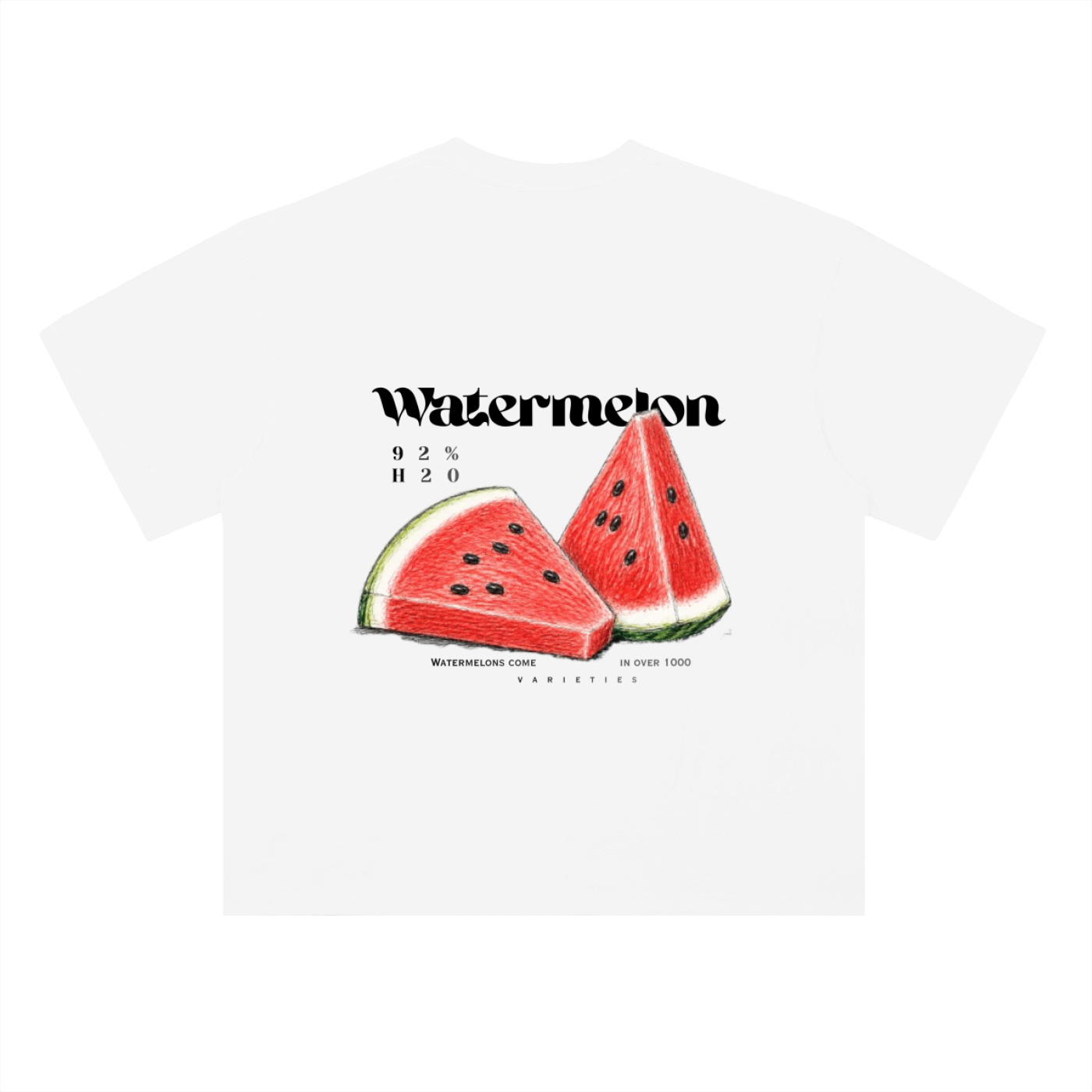 Watermelon Hand Drawn Heavyweight Drop Shoulder Cotton T-Shirt