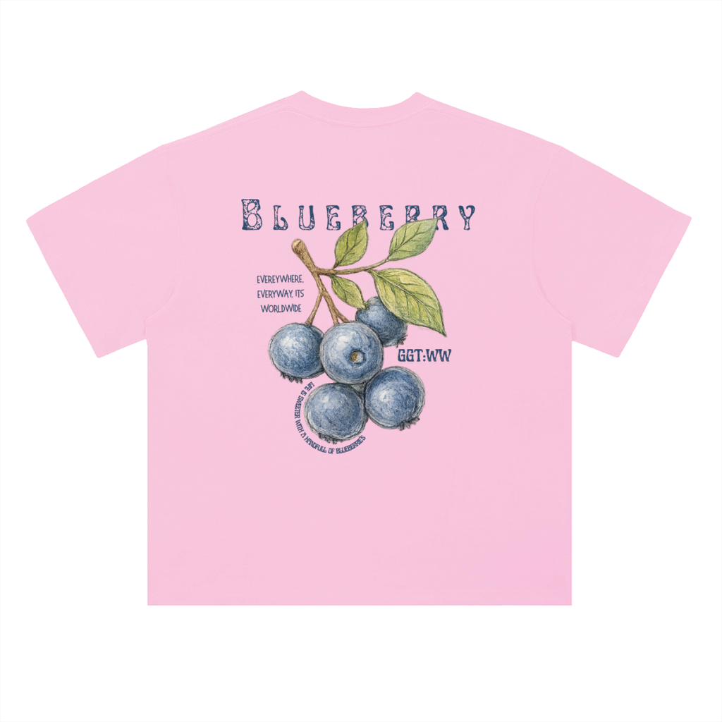 Blueberry Heavyweight Drop Shoulder Cotton T-Shirt