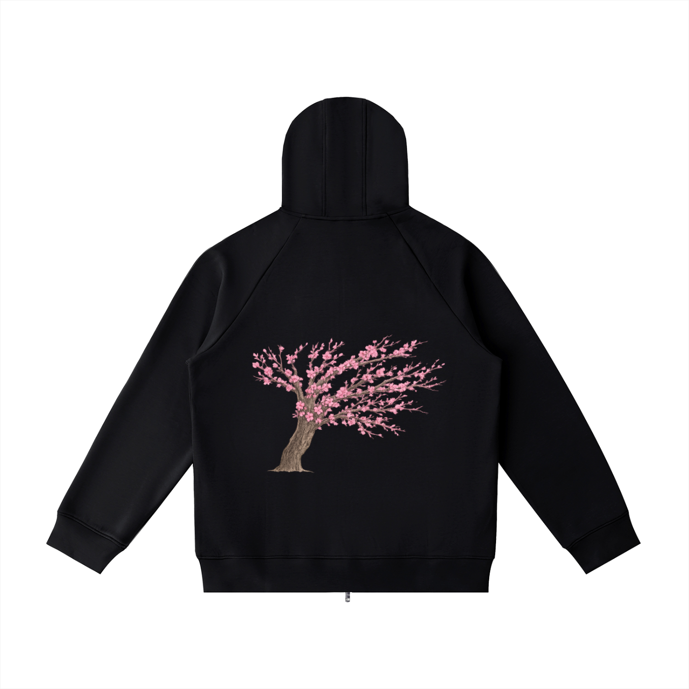 Hand Drawn Blossom Heavyweight Raglan Sleeve Zip Hoodie