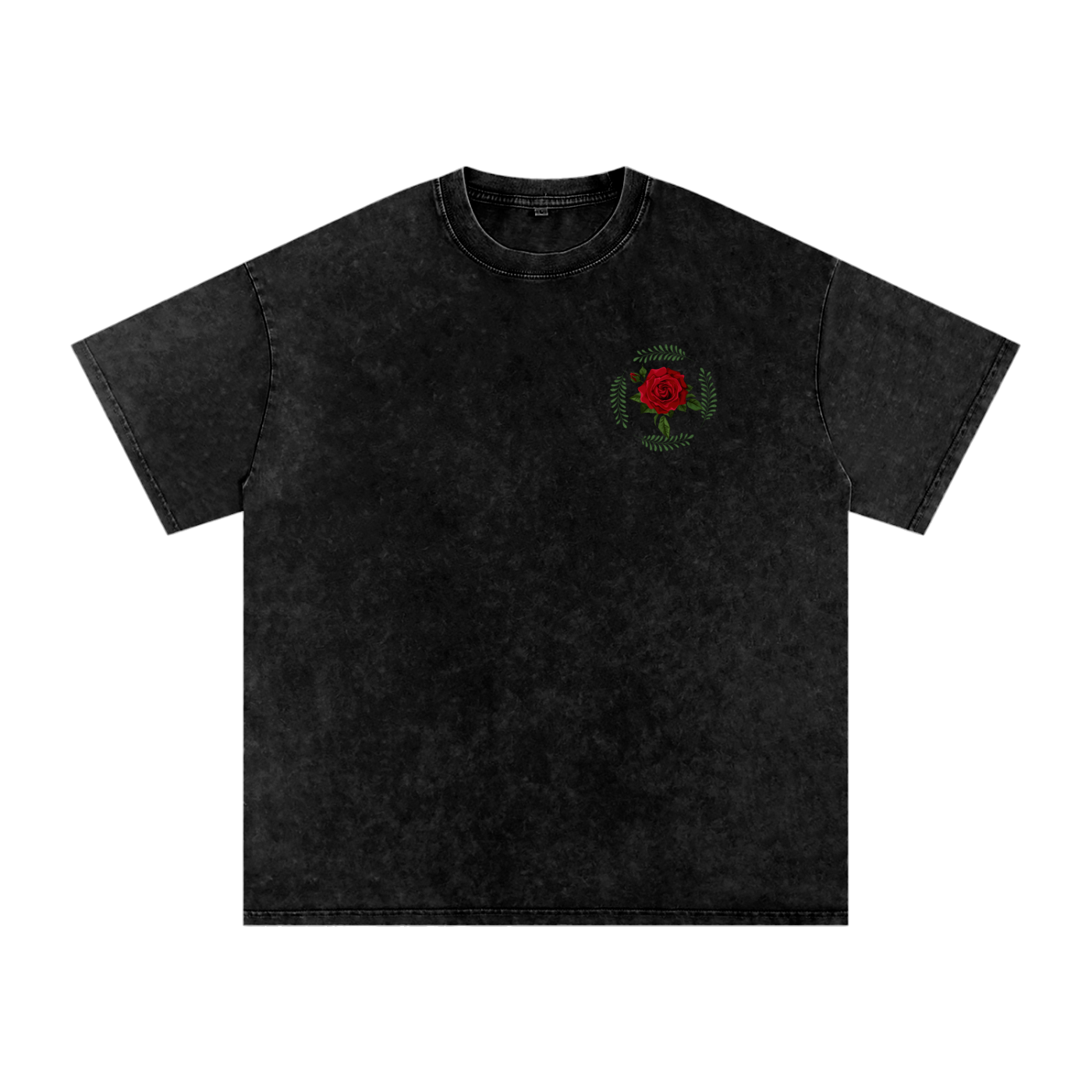 Rose Graphic Snow Washed Oversized Cotton T-Shirt