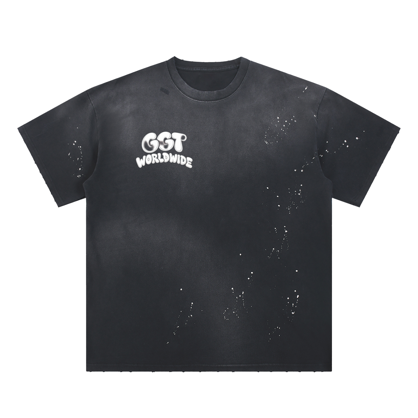 GGT Branded Hand-Frayed Sunfade Paint Splatter T-Shirt