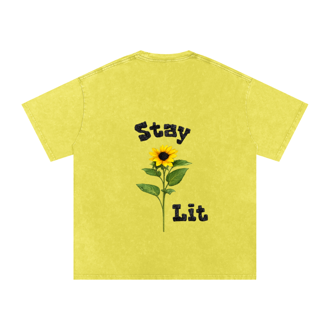 Sunflower Graphic Snow Washed Oversized Cotton T-Shirt