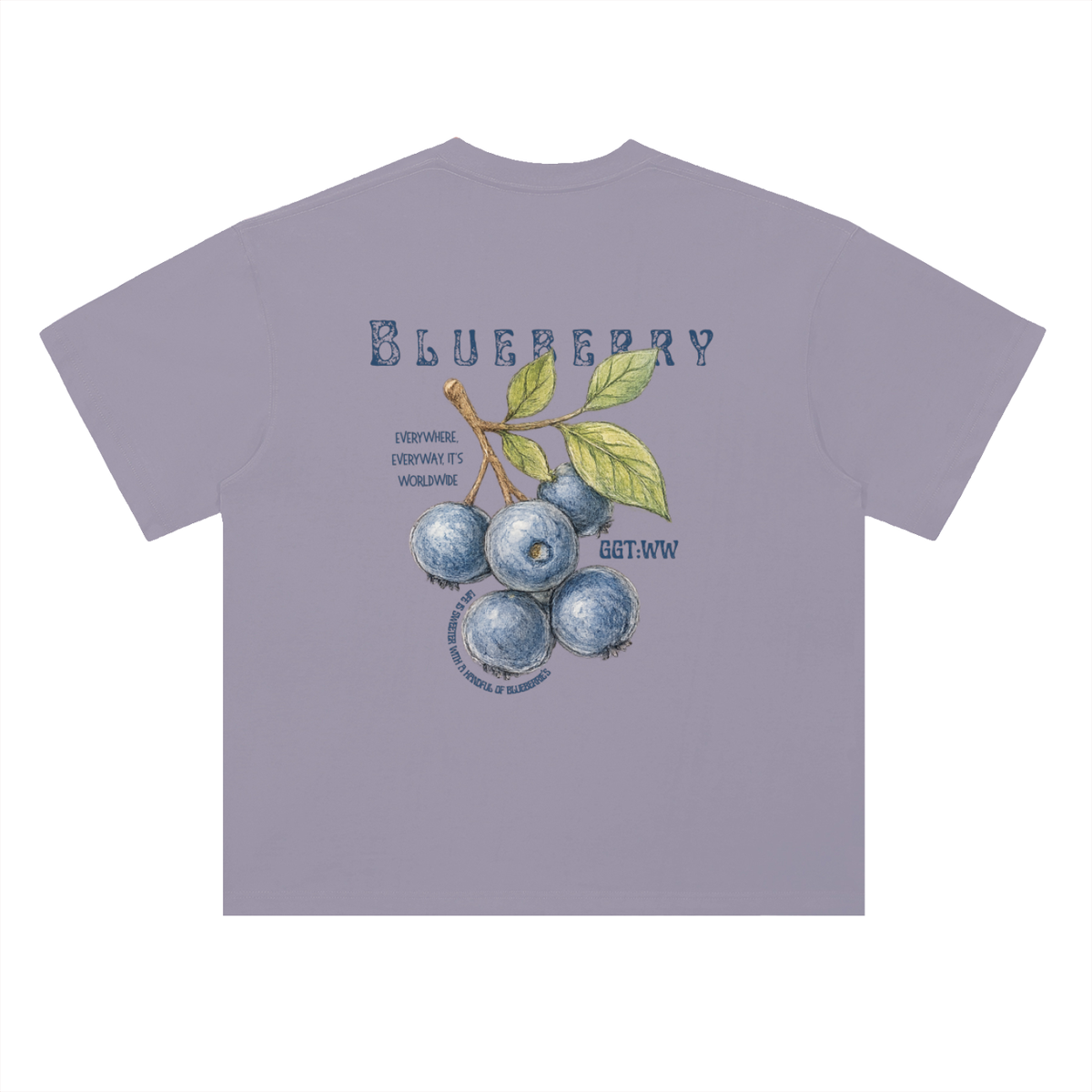 Blueberry Heavyweight Drop Shoulder Cotton T-Shirt