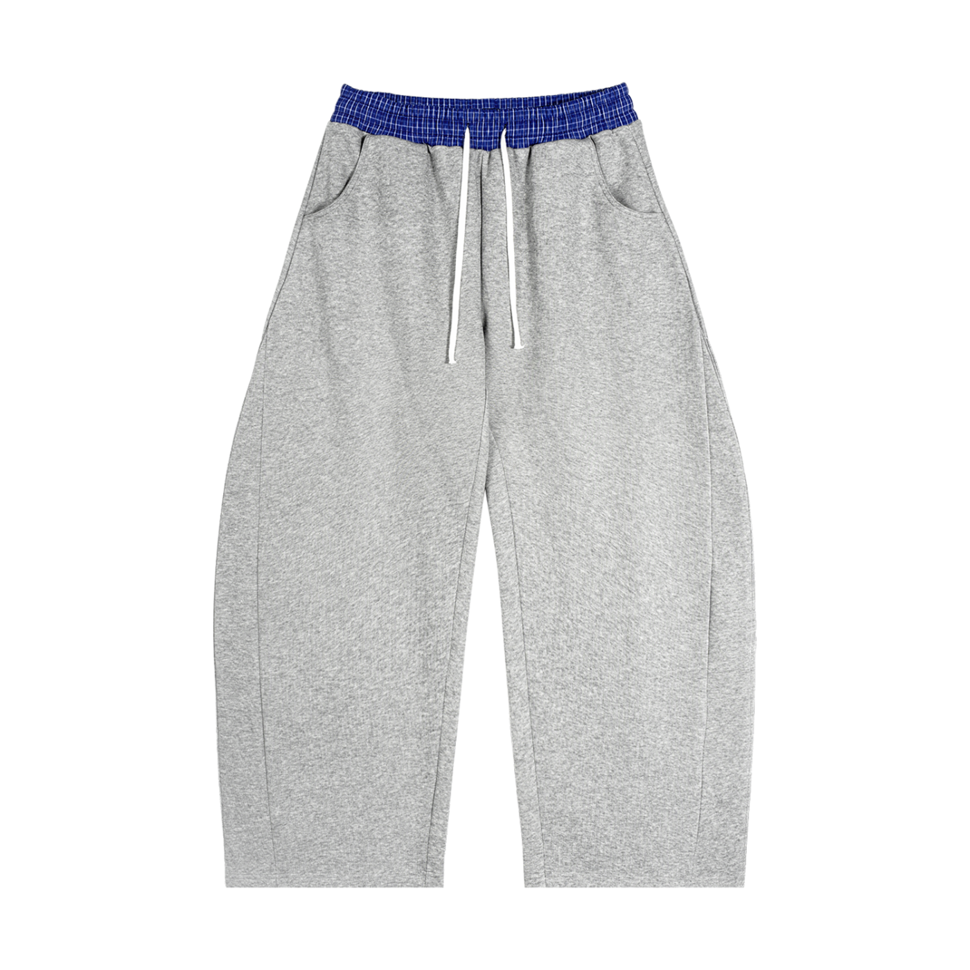 GGT Branded Plaid Waistband Barrel Sweatpants