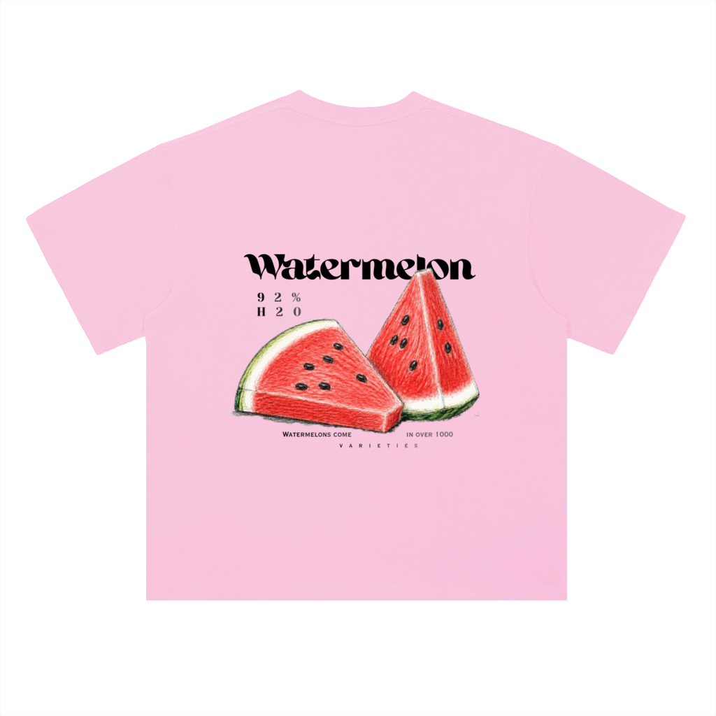Watermelon Hand Drawn Heavyweight Drop Shoulder Cotton T-Shirt
