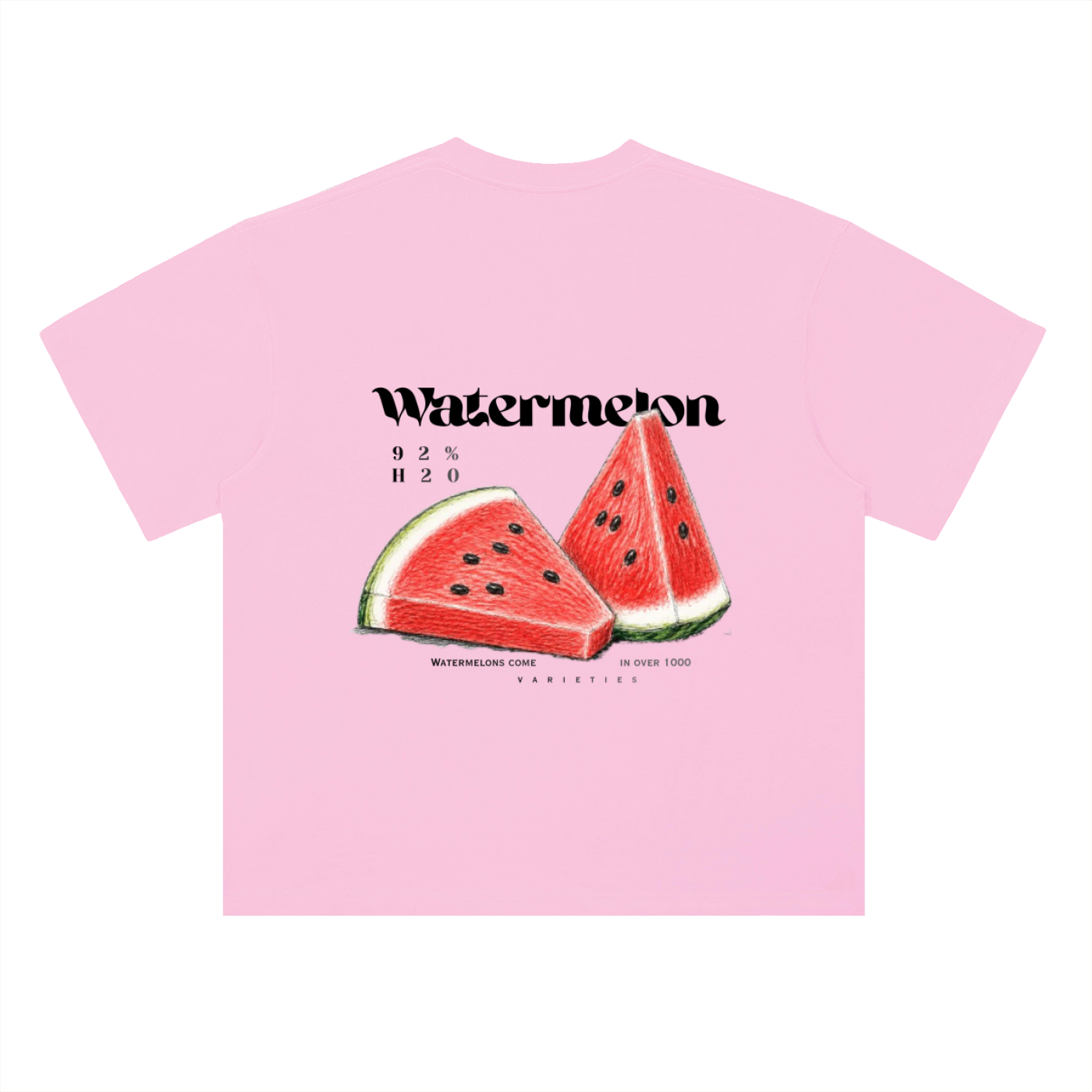 Watermelon Hand Drawn Heavyweight Drop Shoulder Cotton T-Shirt