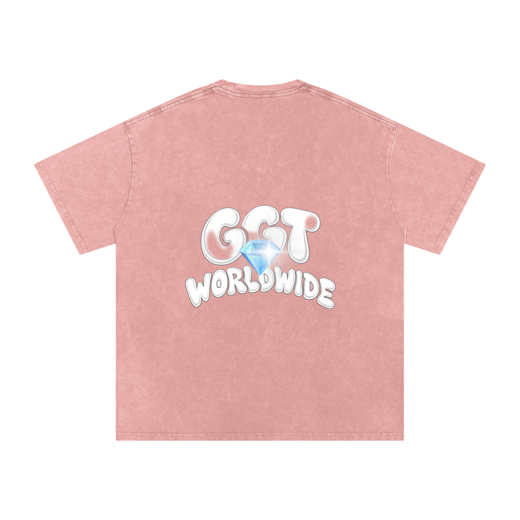 GGT Diamond Branded Snow Washed Oversized Cotton T-Shirt