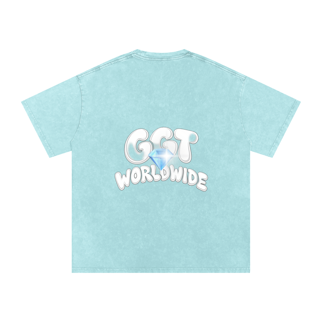 GGT Diamond Branded Snow Washed Oversized Cotton T-Shirt