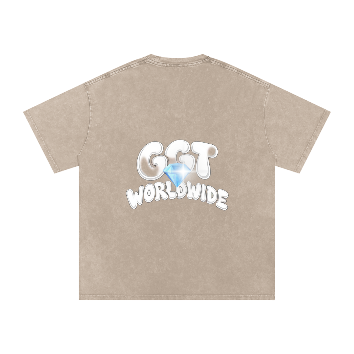 GGT Diamond Branded Snow Washed Oversized Cotton T-Shirt