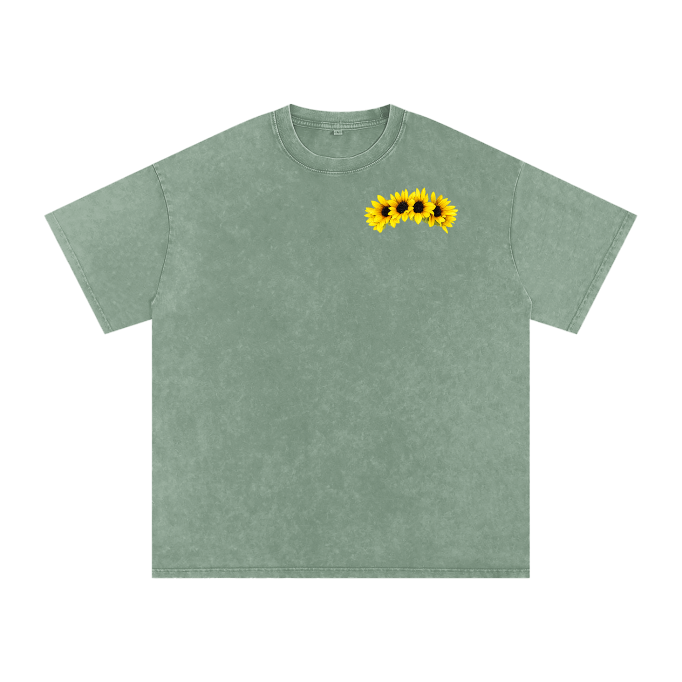 Sunflower Graphic Snow Washed Oversized Cotton T-Shirt