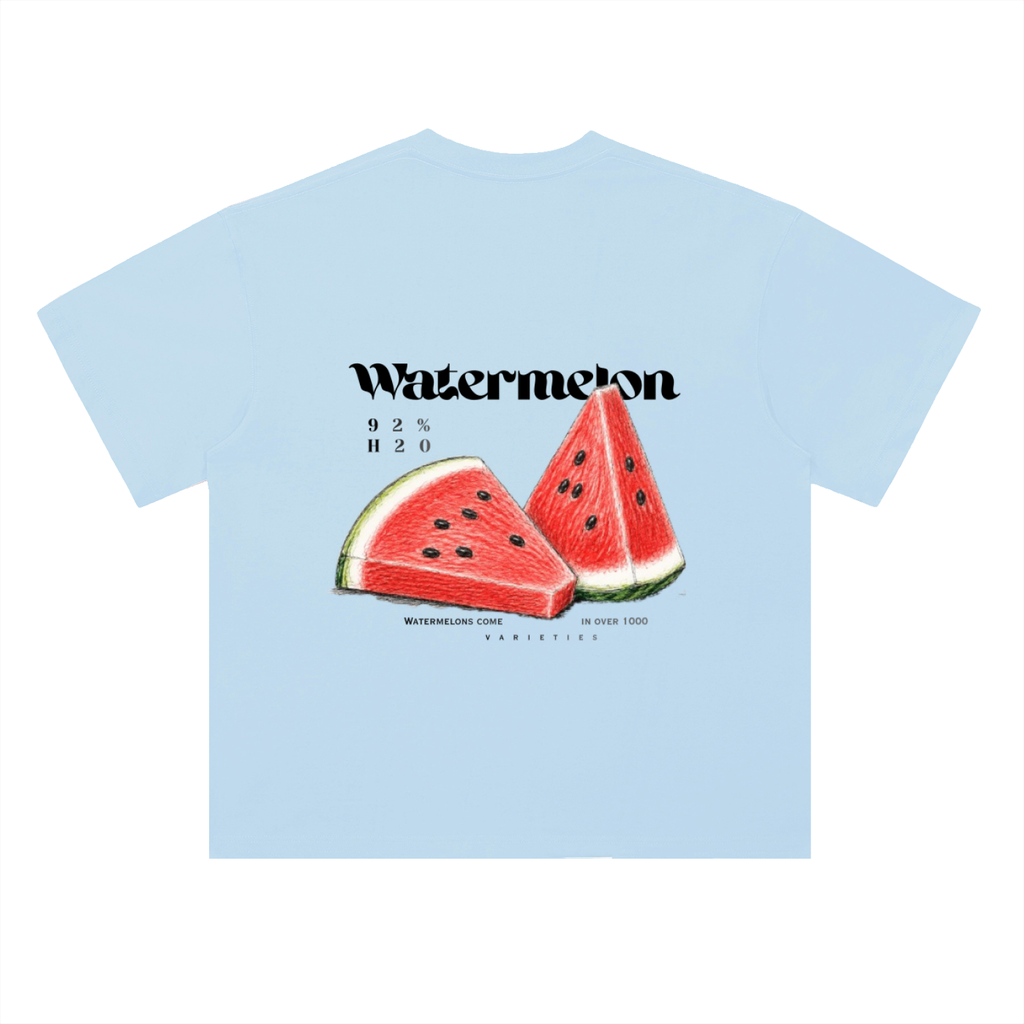 Watermelon Hand Drawn Heavyweight Drop Shoulder Cotton T-Shirt