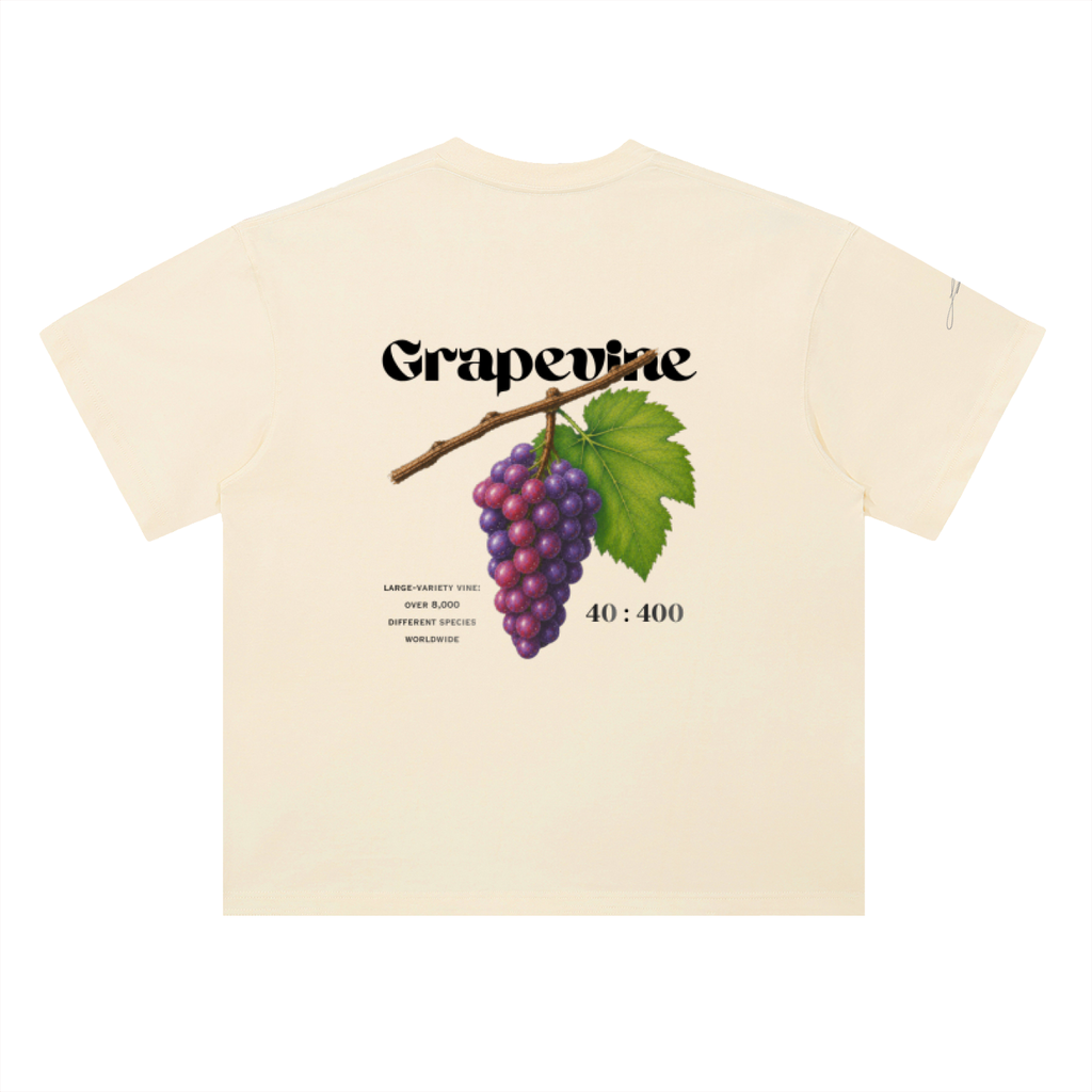 Grapevine Hand Drawn Heavyweight Drop Shoulder Cotton T-Shirt