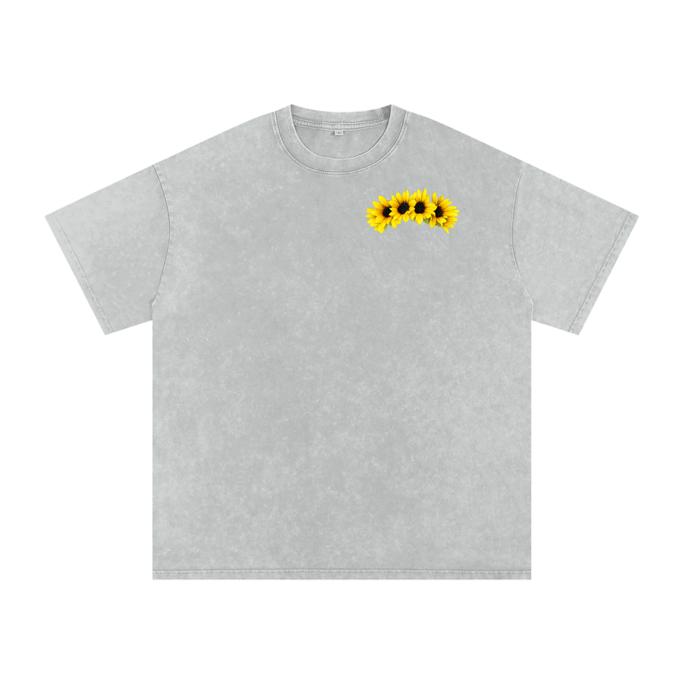 Sunflower Graphic Snow Washed Oversized Cotton T-Shirt