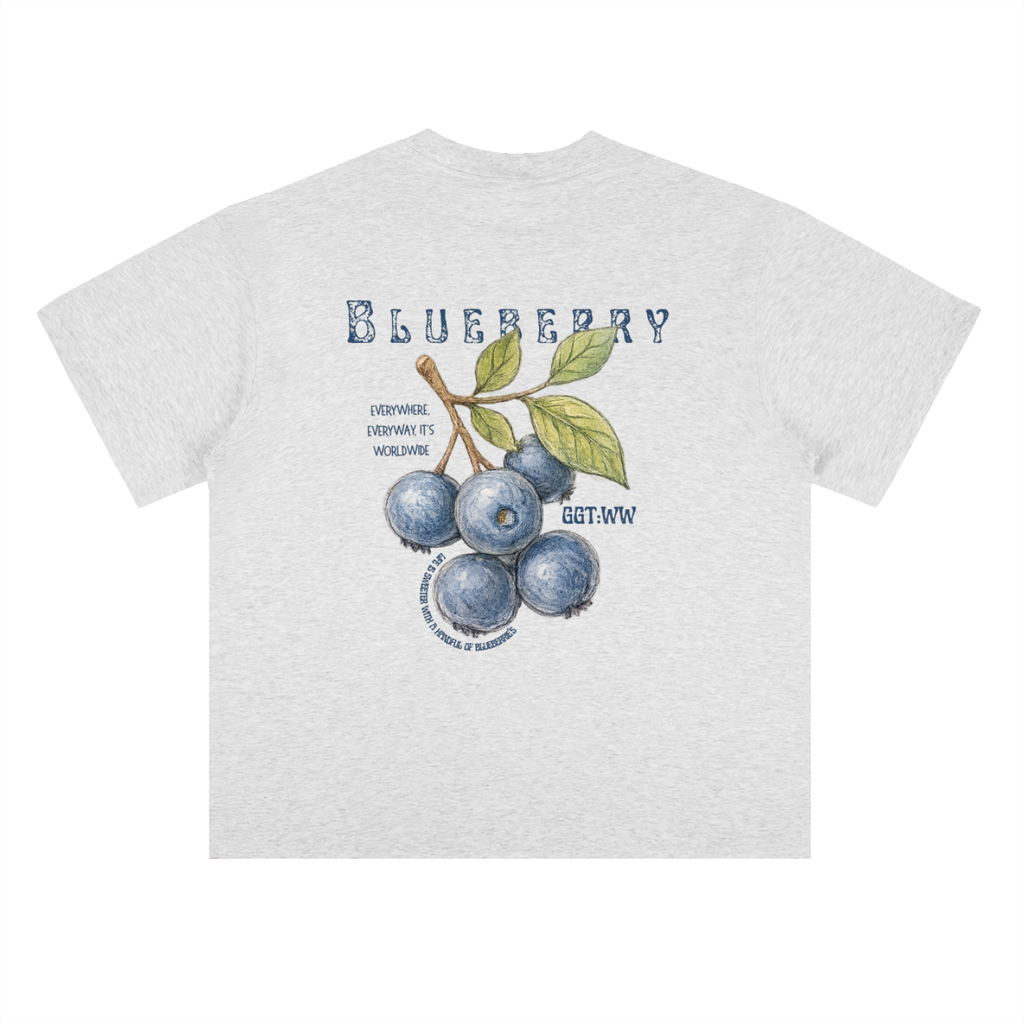 Blueberry Heavyweight Drop Shoulder Cotton T-Shirt
