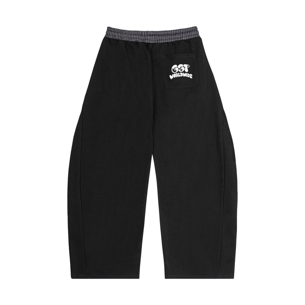 GGT Branded Plaid Waistband Barrel Sweatpants