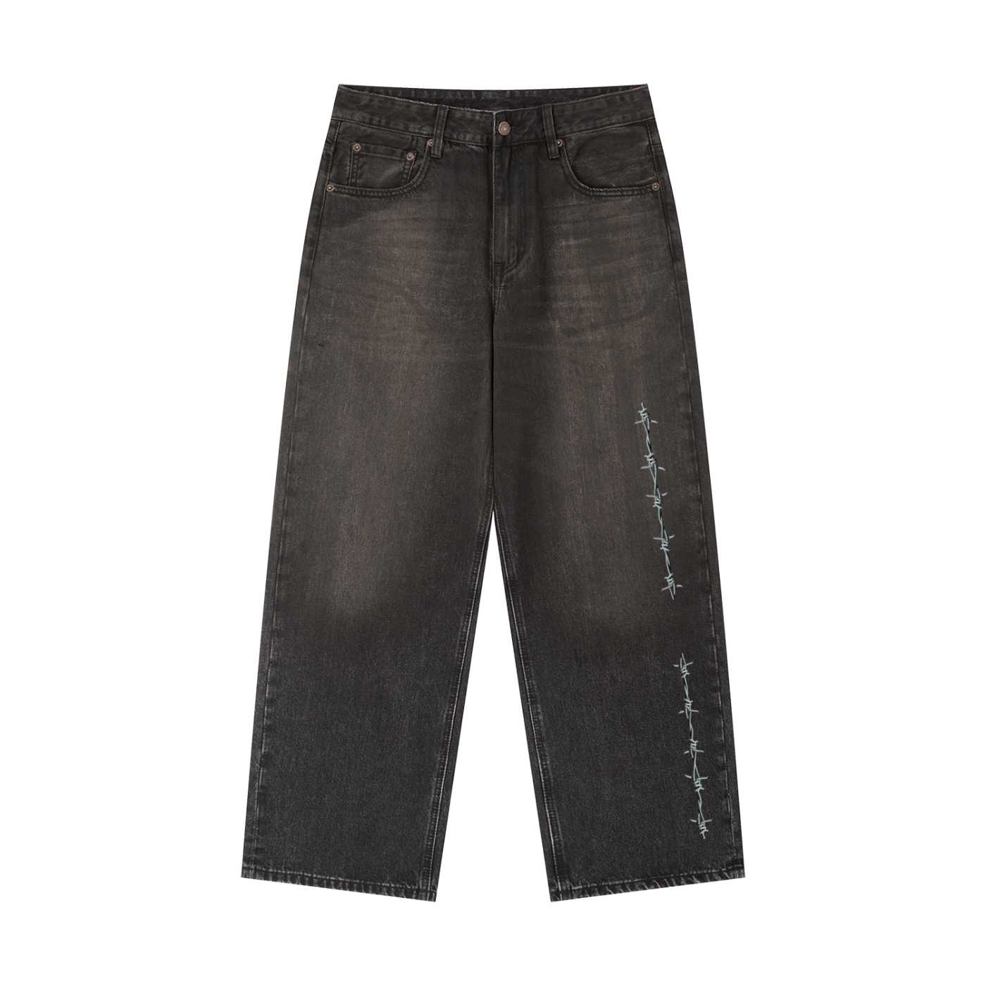 GGT Branded Barbed Wire Vintage Wash Heavyweight Denim Jeans