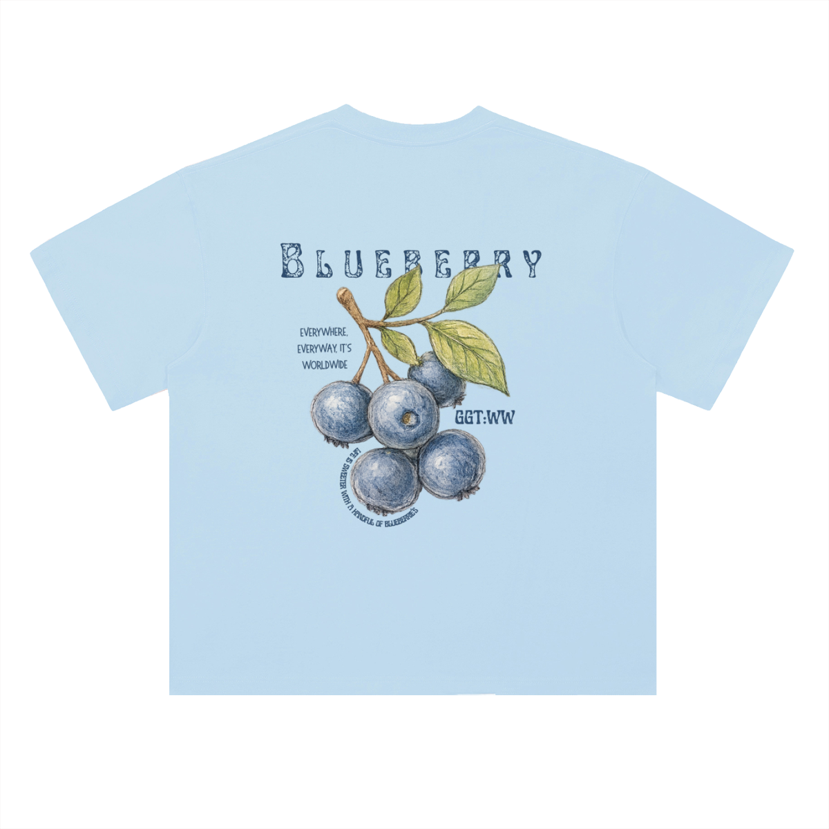 Blueberry Heavyweight Drop Shoulder Cotton T-Shirt