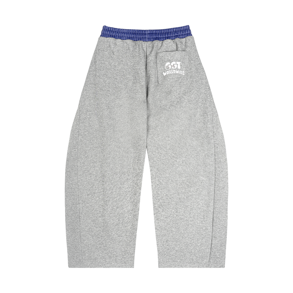 GGT Branded Plaid Waistband Barrel Sweatpants