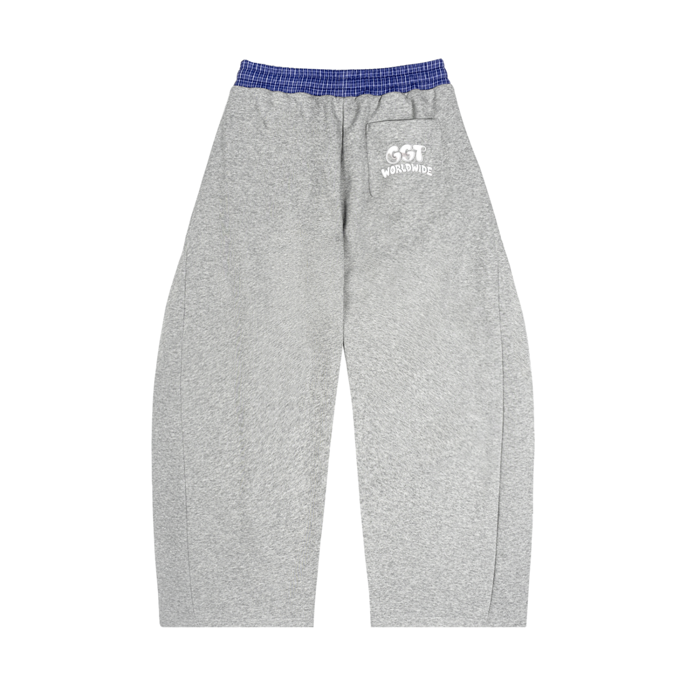 GGT Branded Plaid Waistband Barrel Sweatpants