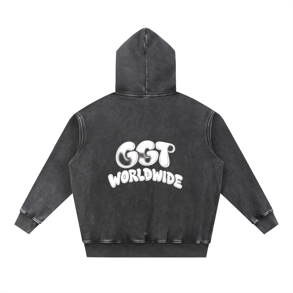 GGT Branded Snow Wash Fleece Oversize Hoodie