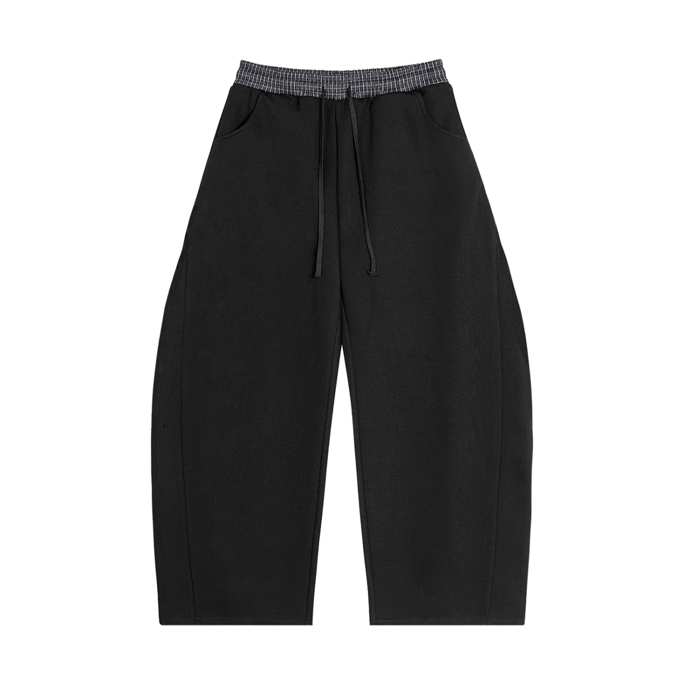 GGT Branded Plaid Waistband Barrel Sweatpants