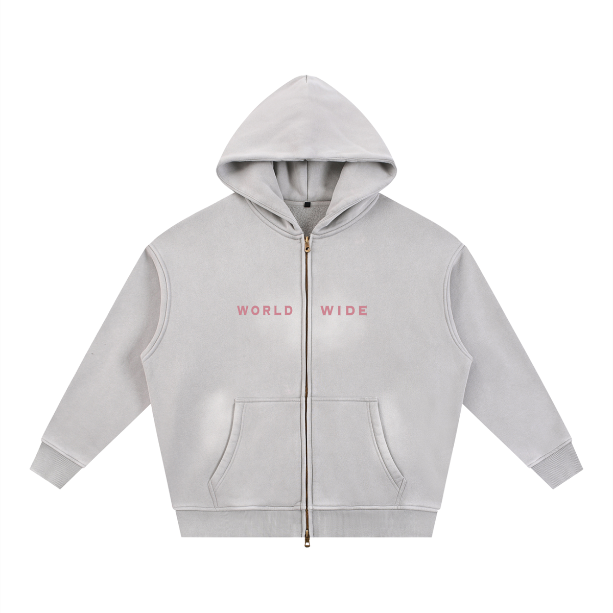 Pink Worldwide Sunfade Two-way Zipper Boxy Fleece Hoodie