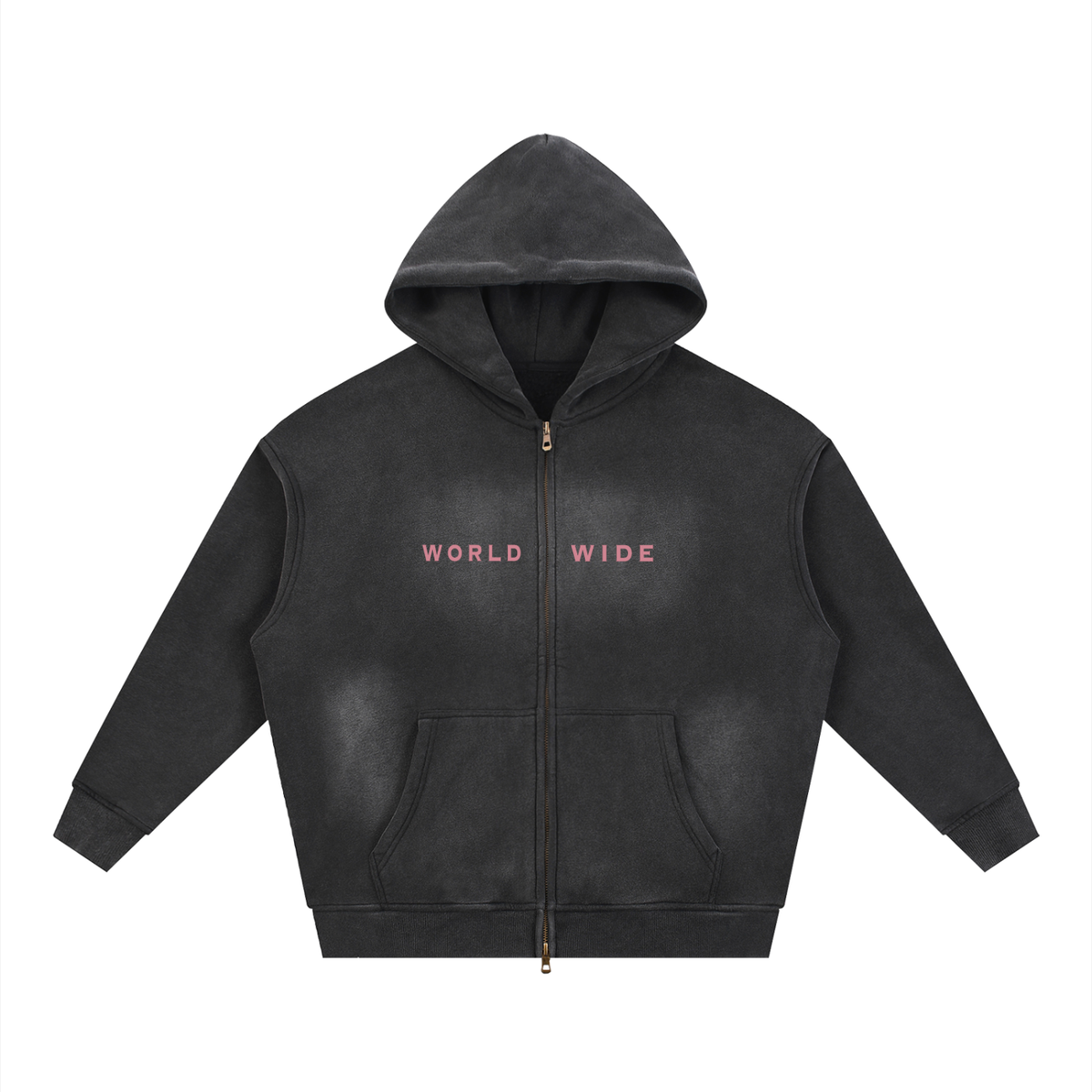 Pink Worldwide Sunfade Two-way Zipper Boxy Fleece Hoodie