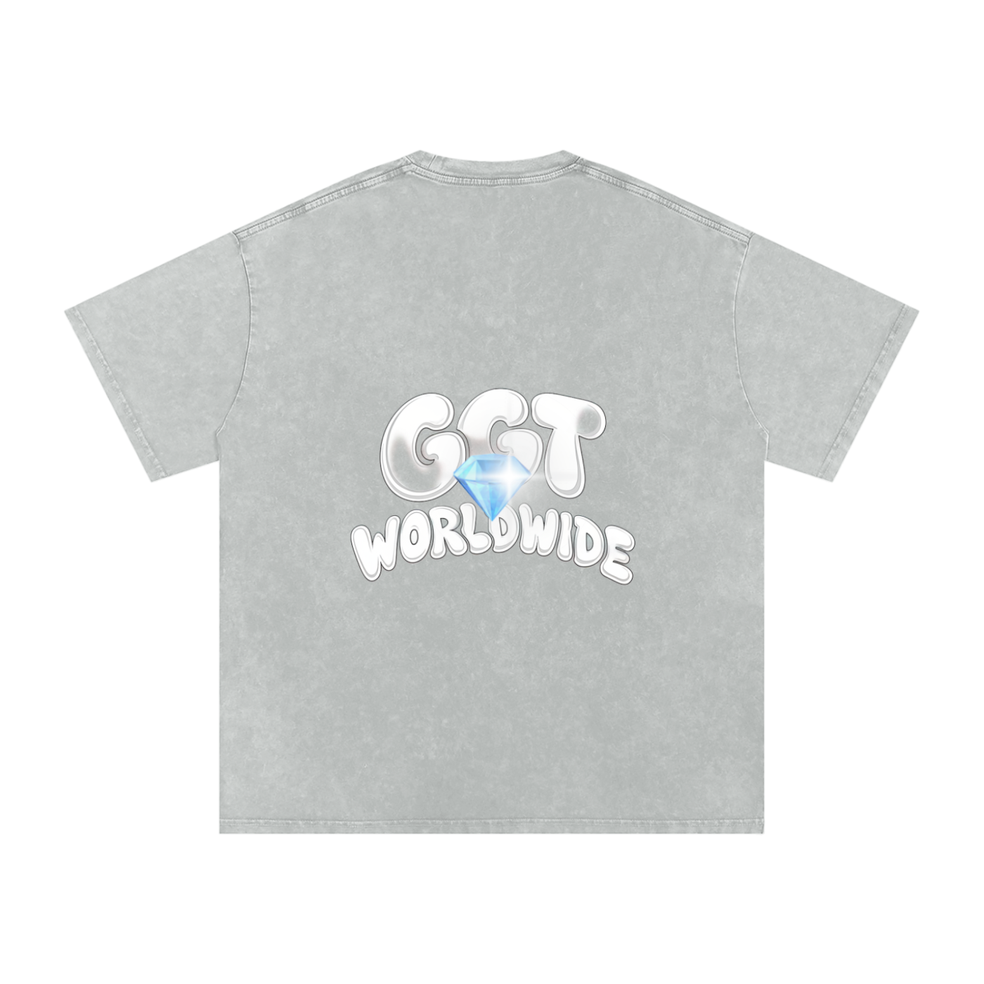 GGT Diamond Branded Snow Washed Oversized Cotton T-Shirt